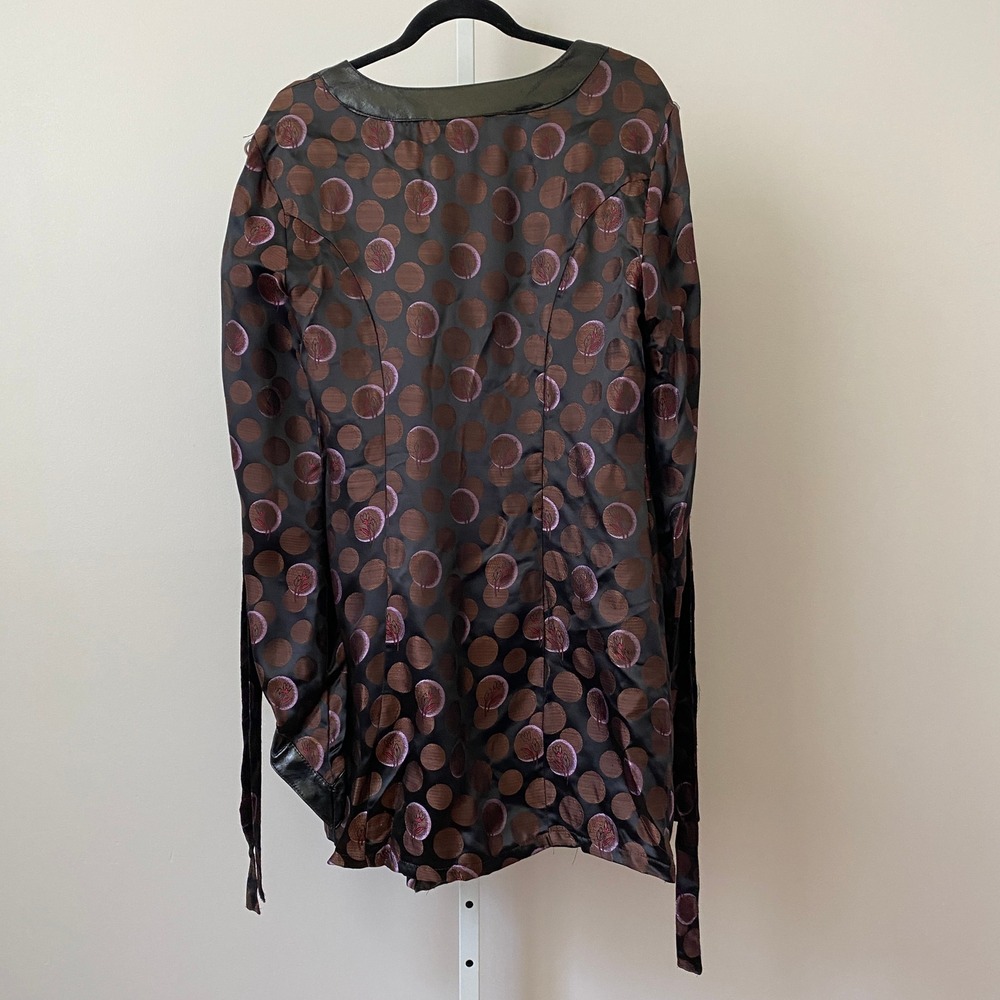 VTG Lip Service 90s Moody Witchy Goth Polka Dot Faux Leather Trim Top L - Picture 7 of 7